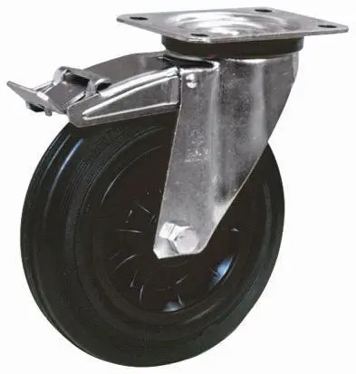 LAG Gebremst, schwenkbar Rolle, Rad ø 80 mm, 50 kg, Ges H. 106 mm, Rad B. 25 mm