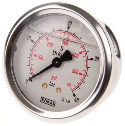 Produktfoto 1 von WIKA 213.53 Manometer 63 mm 0 bar → 40 bar Edelstahl Gehäuse G 1/4, ISO-kalibriert