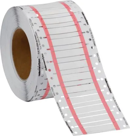 Produktfoto 1 von HellermannTyton TULT DS Kabelmarkierung, Beschriftung: Leiterstil, Weiß, Ø 1 mm - 3 mm, 50 mm x 25mm