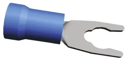 Produktfoto 1 von TE Connectivity PIDG Blau Isoliert Gabelkabelschuh B. 6.35mm, M3 Nylon 16 AWG 14 AWG