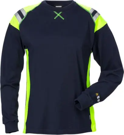 Produktfoto 1 von Fristads 7098 TFLH T-Shirt Lang Marine Damen XL Antistatisch, Baumwolle, Modacryl