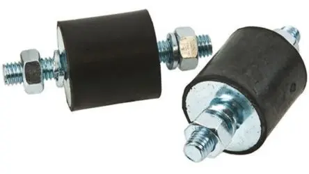 Produktfoto 1 von FIBET Naturgummi Zylindrisch Gummipuffer, Außen-/Außengewinde Puffer Bohrung 10 mm M10 424 daN, Ø 50 mm x 70 mm, 60 IRHD