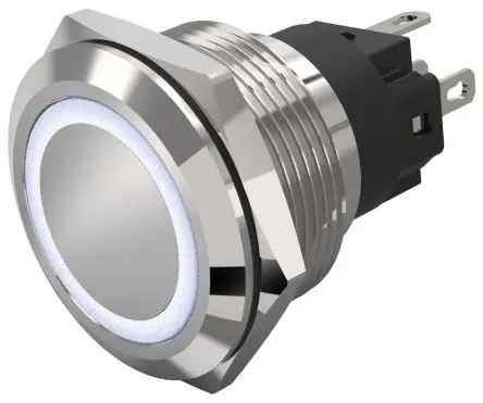 Produktfoto 1 von EAO 82 Beleuchtete Drucktaste Weiß Beleuchtet Rastend Panel Ø 22 mm, 1-poliger Umschalter / 3A 240 V dc 240 V ac, IP65,