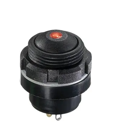 Produktfoto 1 von APEM IZ Druckschalter Rot Beleuchtet Tastend Panel Ø 16.1 mm, 1 Schließer / 100mA 24 V dc, IP67
