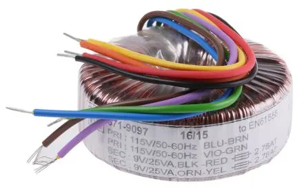 Produktfoto 1 von RS PRO Ringkerntransformator, Primär 230 V ac / Sekundär 2 x 9 V ac 2 Ausg. 50 VA, 2.778A 740 g 60 Hz 50 Hz