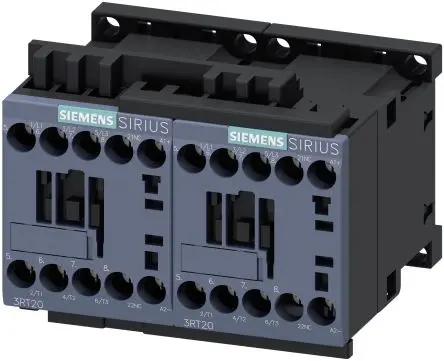 Produktfoto 1 von Siemens 3RA23 Wendeschütz 24V dc-Spule, 3-polig, 400V ac / 9 A 24V dc 4 kW 3 Schließer Motorsteuerung, Umkehrend