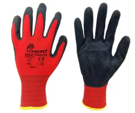 Produktfoto 1 von GUYARD GOLD TOUCH Arbeitshandschuhe Größe 8 Polyamid Schwarz, Rot Polyurethan 10