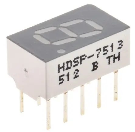 Produktfoto 1 von Broadcom LED-Anzeige 7 Segmente 1 Zeichen Kathode, Rot 626nm 1mcd Zeichenbreite 4.2 mm Rechts Zeichenhöhe 7.6 mm