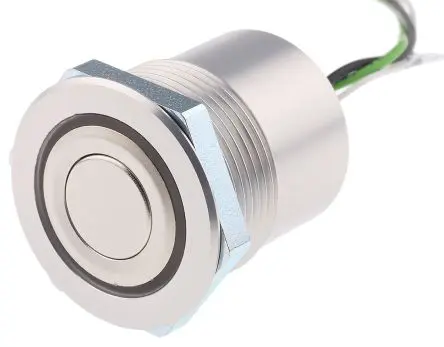 Produktfoto 1 von Schurter MCS 30 Druckschalter Grün Beleuchtet Rastend Panel Ø 30 mm, SPST / 125mA 48 V dc, IP65