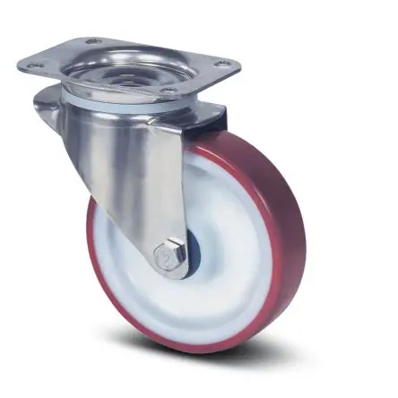 Produktfoto 1 von Tente Drehbar Rolle, Rad ø 100 mm, 150 kg, Ges H. 128 mm, Rad B. 32 mm, Polyamid