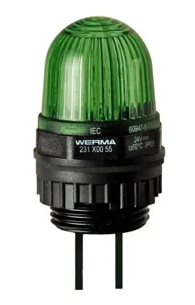 Produktfoto 1 von Werma 231 LED Dauerbetrieb Signalleuchte 230V Grün Eingebaut, Ø 29 mm x 152 mm IP65