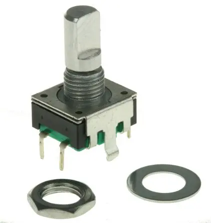 Produktfoto 1 von Bourns Drehgeber 12 Impulse/Umdrehung Impulse/U Inkrementalgeber, mit 6 mm, Flachschaft, Digital Rechteck-Signal,