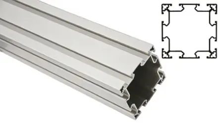 Produktfoto 1 von FlexLink Silber XC Aluminium Strebenprofil 88 x 88 mm, 8-fach Nut 11 mm, Länge 3000 mm XC