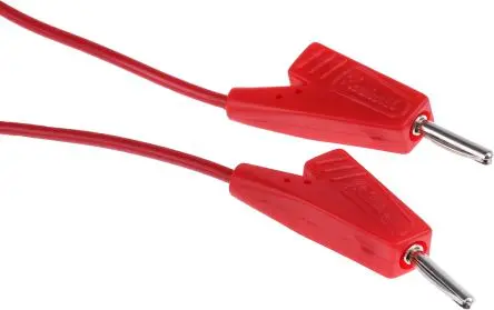 Produktfoto 1 von Radiall Steckverbinder-Messleitung 5A Stecker / Stecker, Rot Thermoplast-isoliert 200 mm, 250V ac