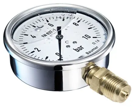 Produktfoto 1 von Bourdon Unterseite MIT5 Manometer 100 mm 0 bar → 10 bar ±2.5 % Edelstahl Gehäuse G 1/2 in