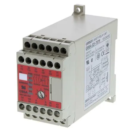 Produktfoto 1 von Omron G9SA Sicherheitsrelais 24V ac/dc, 3 Sicherheitskontakte, Automatisch und manuell UL508, EN954-1, EN 574 (-TH301),