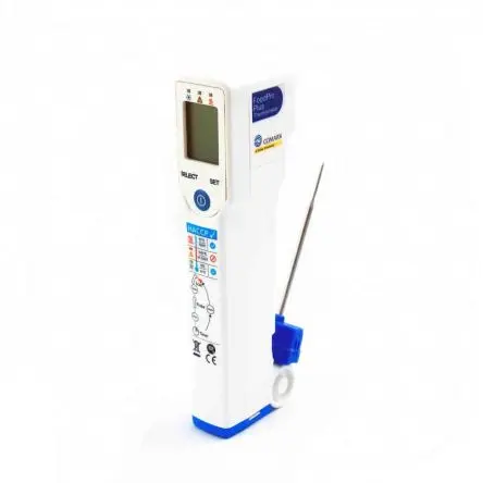 Produktfoto 1 von Comark FoodPro Plus Infrarot Thermometer, -35 °C 2.5:1, bis 275 °C, ±1 °C, ±2 °F, Celsius, Fahrenheit, ISO-kalibriert