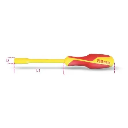 Produktfoto 1 von BETA 10 mm Sechskant Steckschlüssel-Handgriff Schließer (NO), Länge 252mm / Klinge 125 mm