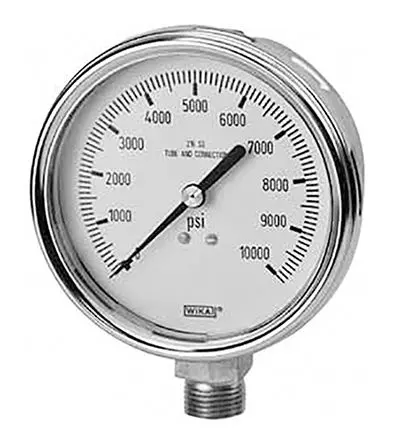 WIKA MNPT 233.54 Manometer 100 mm → 100 psi ±1 % Edelstahl Gehäuse 1/2 in, ISO-kalibriert
