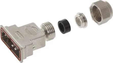 Produktfoto 1 von HARTING D-Sub Waterproof D-Sub-Gehäuse Gerade, 25-polig, D: D-Sub-Gehäuse Zugentlastung, Silber, Größe B, aus Polymer