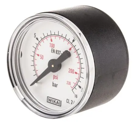 Produktfoto 1 von WIKA Typ R 111.12 Manometer 40 mm 0 bar → 16 bar ±1.6 % Kunststoff Gehäuse, ISO-kalibriert