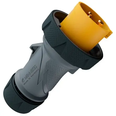 Produktfoto 1 von MENNEKES 136 Leistungssteckverbinder Grau, Gelb 3P, 110V Gerade IP67, IP69 16A