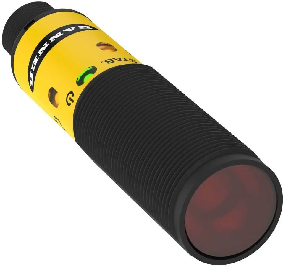 Produktfoto 1 von Banner zylindrisch Optischer Sensor, Retroreflektierend, Bereich 6 m, PNP Ausgang, M12, Hell-/dunkelschaltend