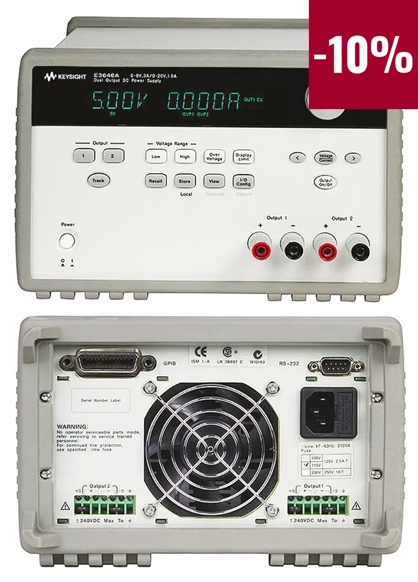 Produktfoto 1 von Keysight Technologies 2-Kanal Digital Labornetzgerät 28W, 35 V, 60 V / 500 mA, 800 mA, ISO-kalibriert