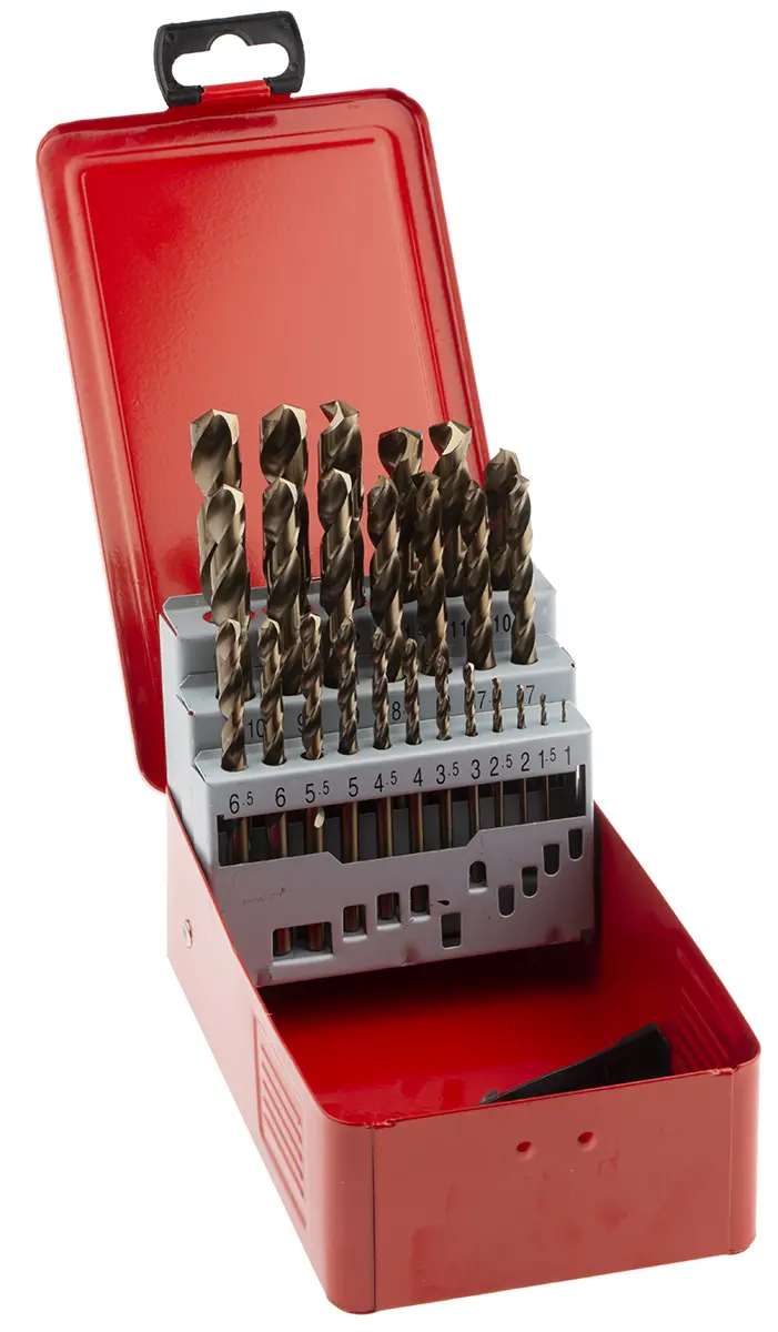 Produktfoto 1 von RS PRO Titannitrid Drehung Satz 1 mm → 13 mm, 25-teilig für Metall