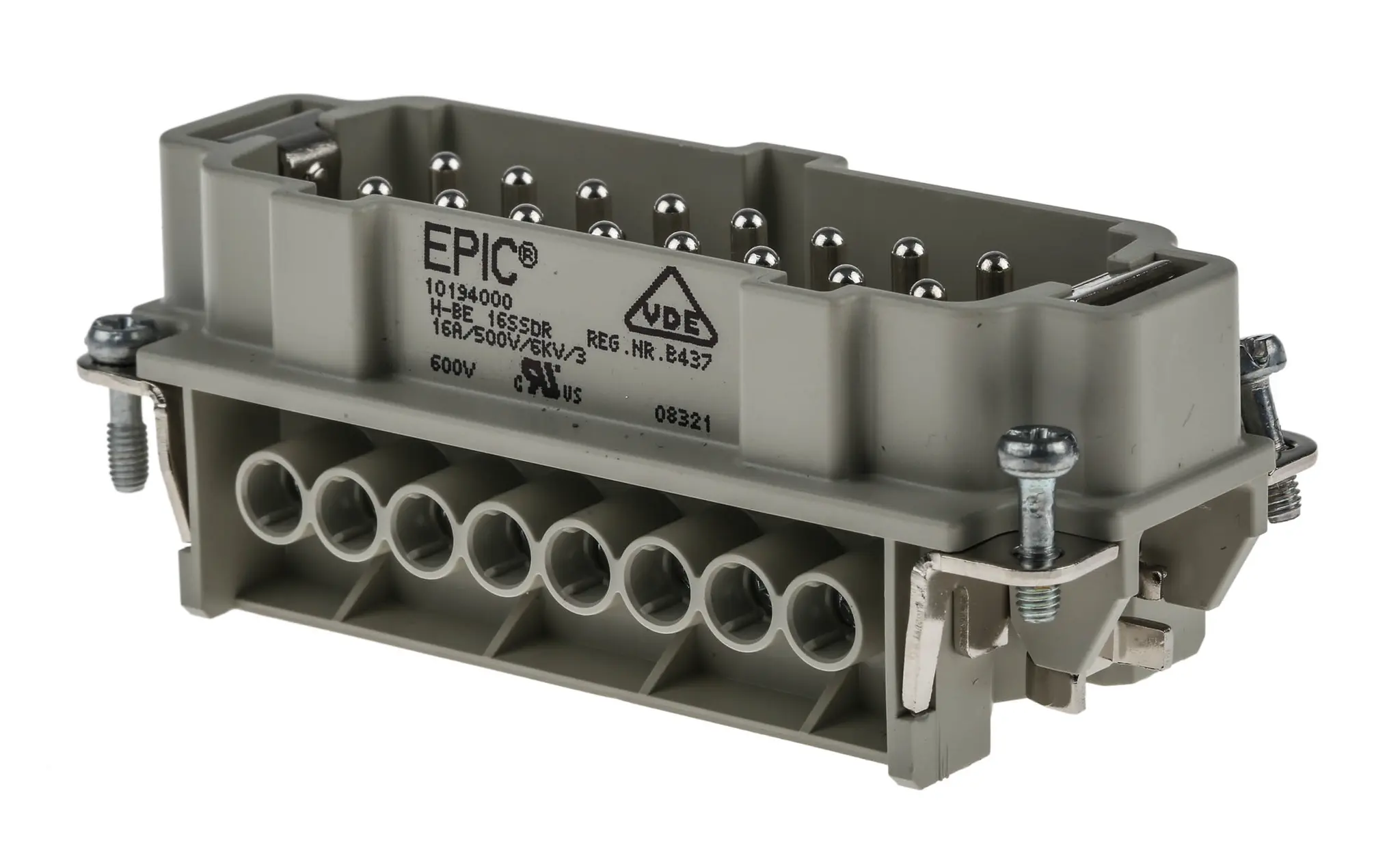 Produktfoto 1 von EPIC H-BE Stromversorgungssteckverbinder in robuster Ausführung Stecker, 16-polig 16A, Kabel, Steckverbindereinsatz