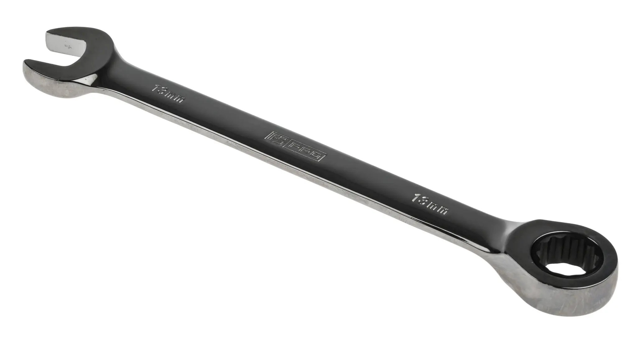 Produktfoto 1 von RS PRO Gabel‑Ring Ratschenschlüssel 13 mm, CrV-Stahl, Länge 180 mm