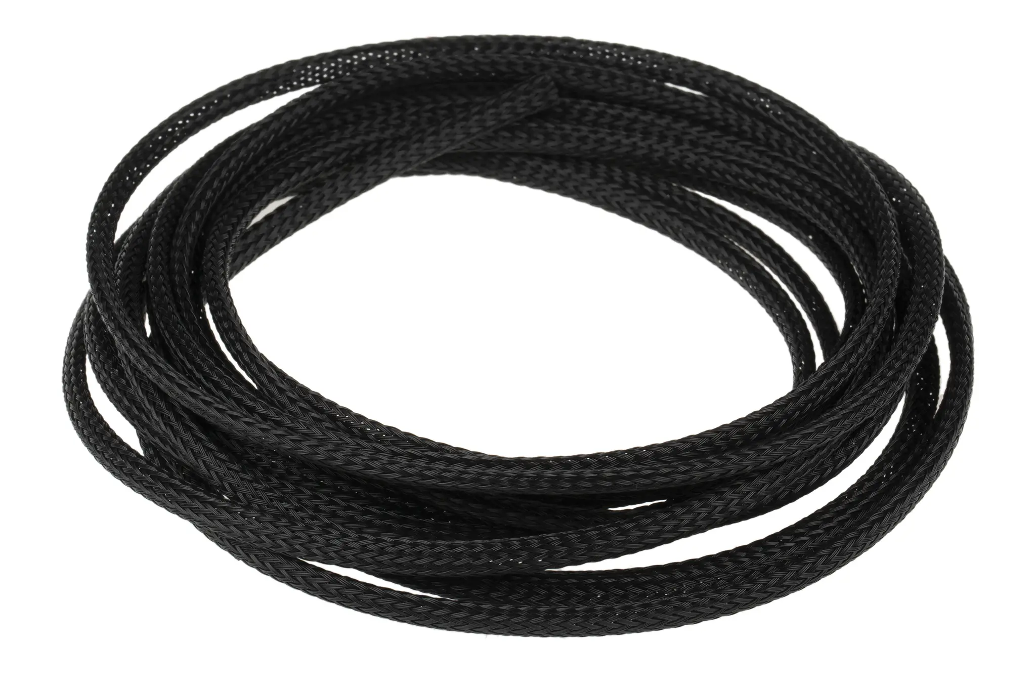 Produktfoto 1 von RS PRO Kabelschlauch Schwarz PET für Kabel-Ø 3mm bis 10mm, Länge 5m Umflochten Dehnbar