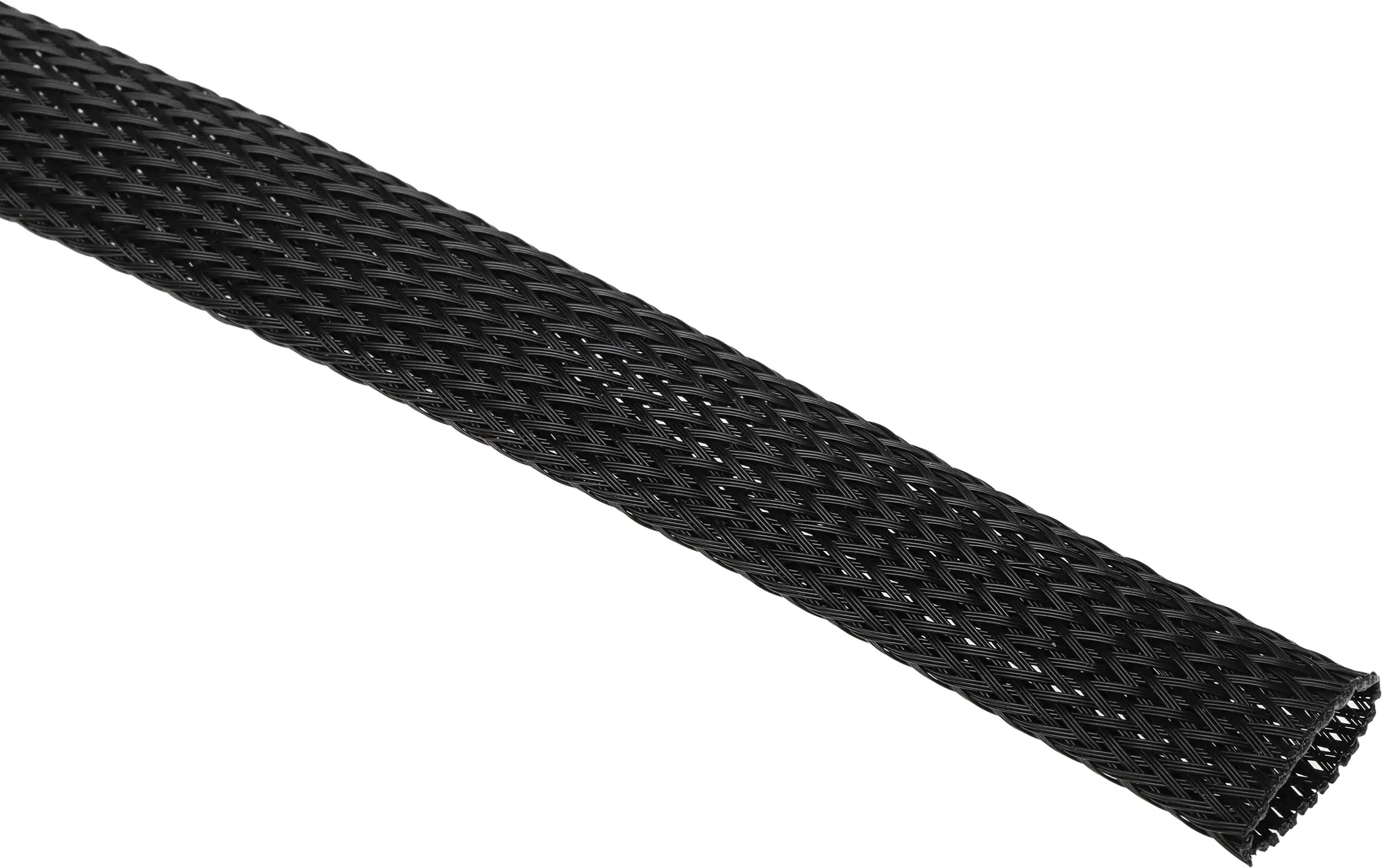 Produktfoto 1 von RS PRO Kabelschlauch Schwarz PET für Kabel-Ø 10mm bis 25mm, Länge 5m Umflochten Dehnbar