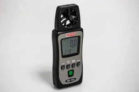 Produktfoto 1 von RS PRO IM-740 Anemometer 55 °C max.Temp. 25 m/s, 0.1 m/s, Luftgeschwindigkeit, Temperatur, Typ Flügelrad