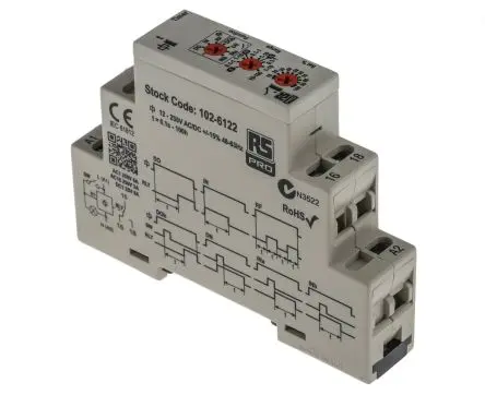 Produktfoto 1 von RS PRO LMMT Zeitrelais, DIN-Hutschiene 230 V dc 230V ac, 24 V ac, 0.1 s to 100 h, 1 Kont. Multifunktion, 1-poliger