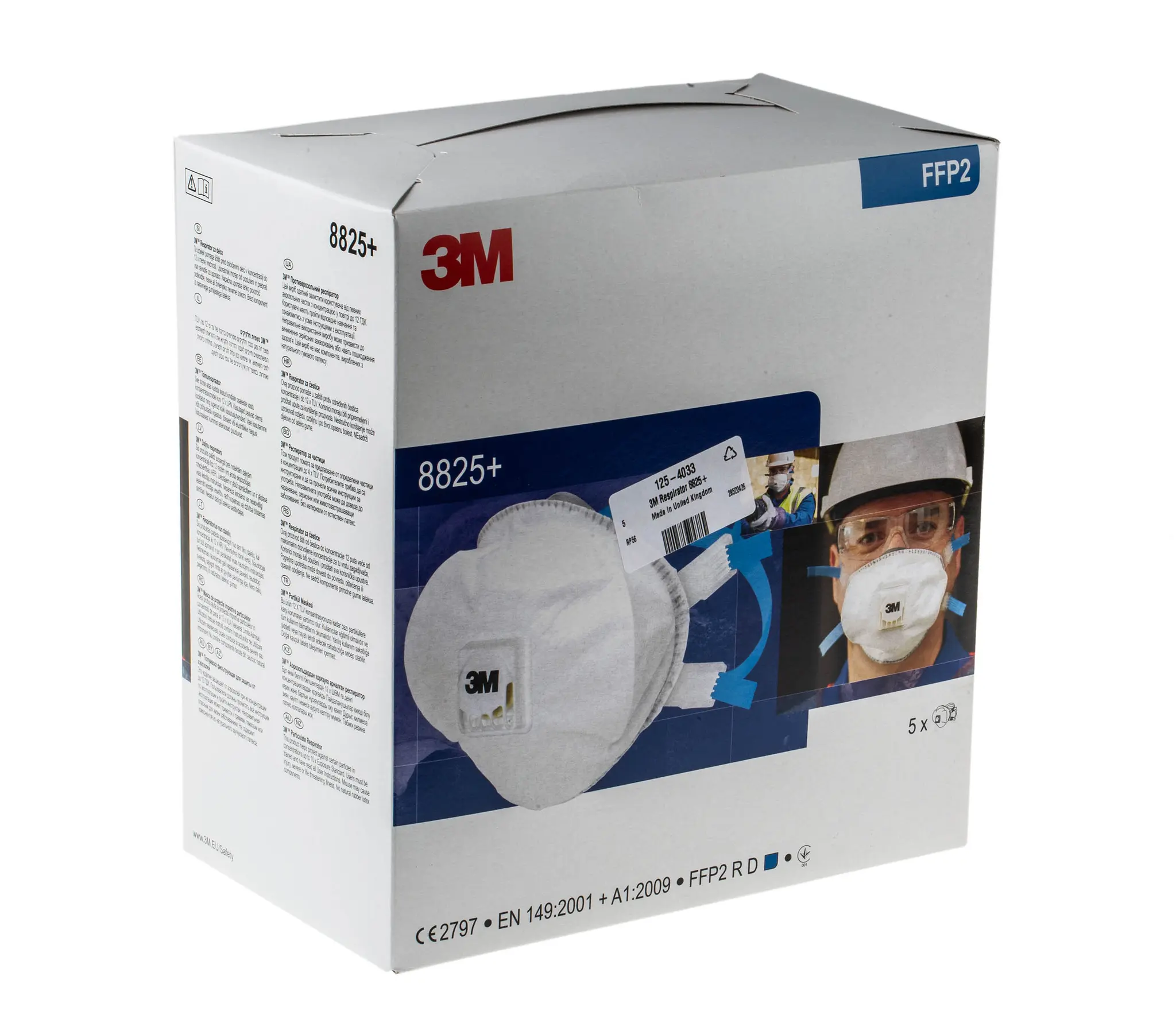 Produktfoto 1 von 3M 8000 Einweggesichtsmaske mit Ventil FFP2 No Weiß 5 Per Pack Stück