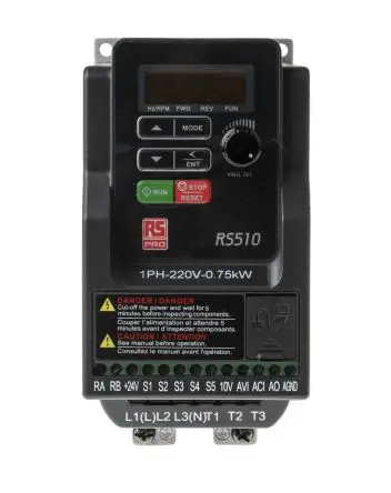Produktfoto 1 von RS PRO RS510 1-Phasen Frequenzumrichter 0.75 kW 240V ac 4.3 A 599Hz