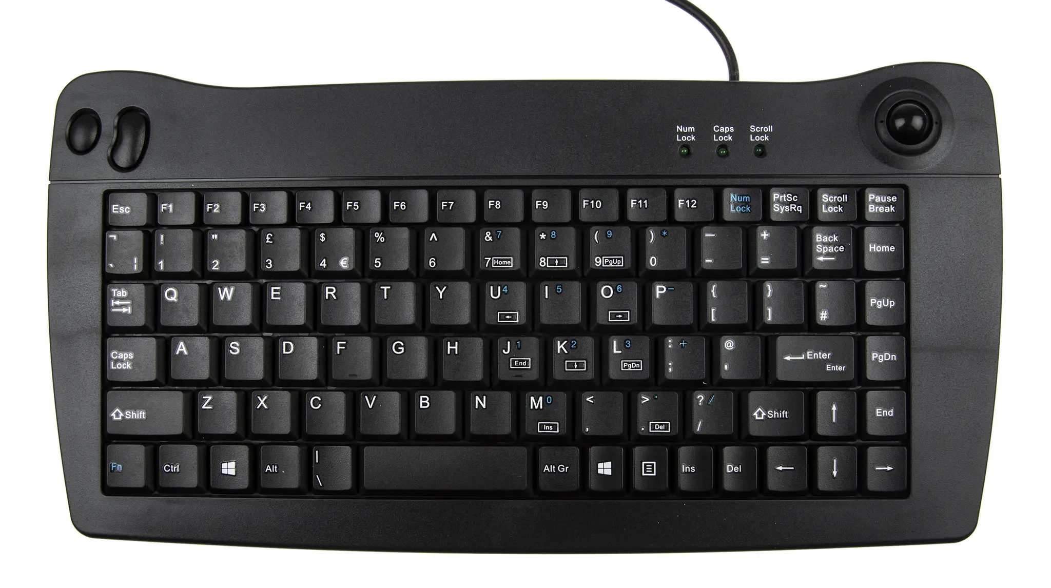 Produktfoto 1 von RS PRO Mini-Tastatur QWERTY (GB) Verdrahtet Schwarz USB Kompakt