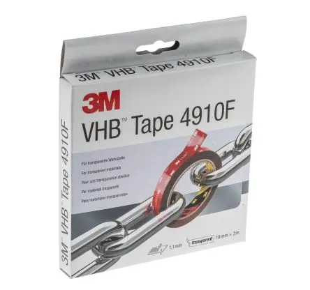 Produktfoto 1 von 3M 4910F VHB Acrylschaum Schaumstoff Klebeband doppelseitig, Klar, Stärke 1 mm, 19mm x 3 m, 26N/cm