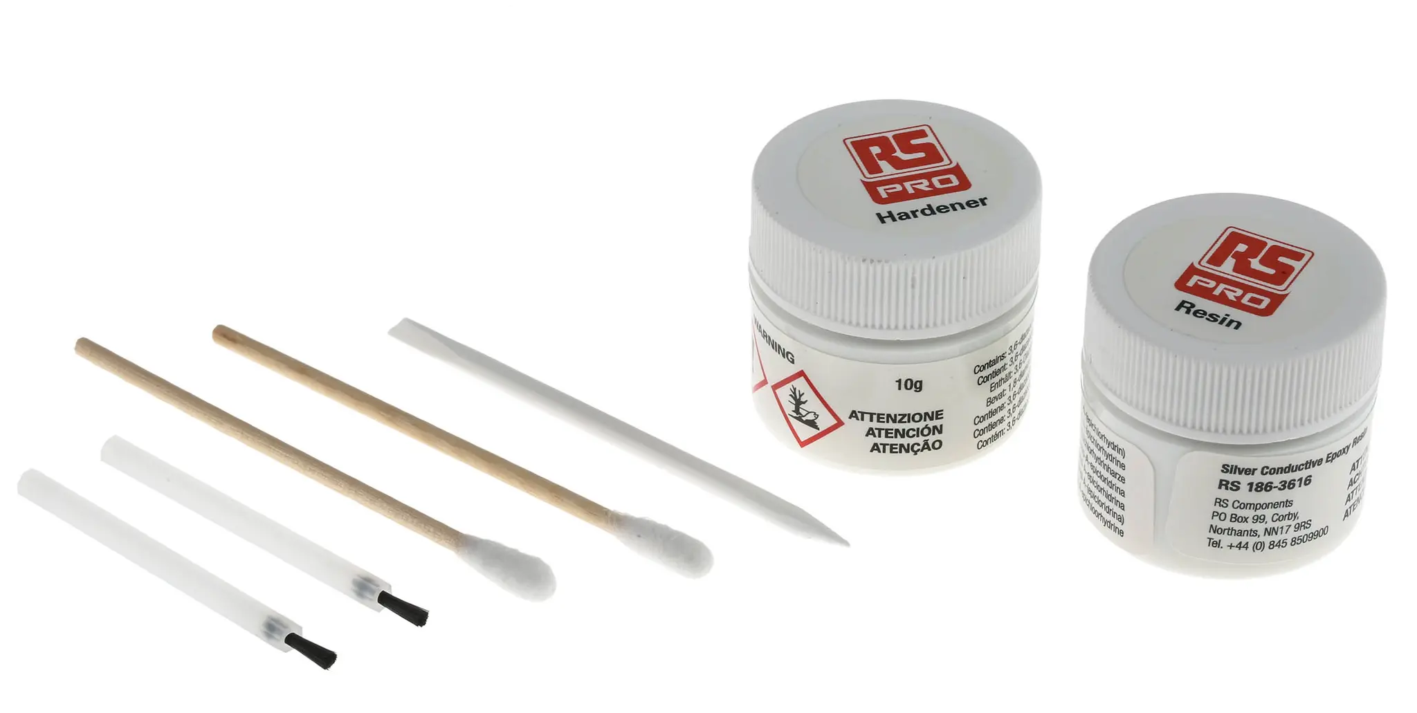 Produktfoto 1 von RS PRO Leitfähiger Klebstoff Flüssig, Dose 10 g, für Keramik, Glas, Metall, Kunststoff