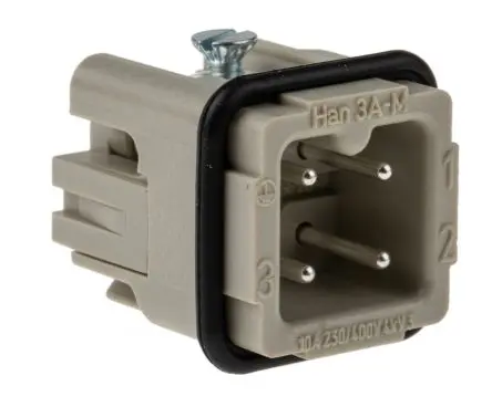 Produktfoto 1 von HARTING Han A Industrie-Steckverbinder Kontakteinsatz Stecker, 3-polig 10A, Kabel, Steckverbindereinsatz