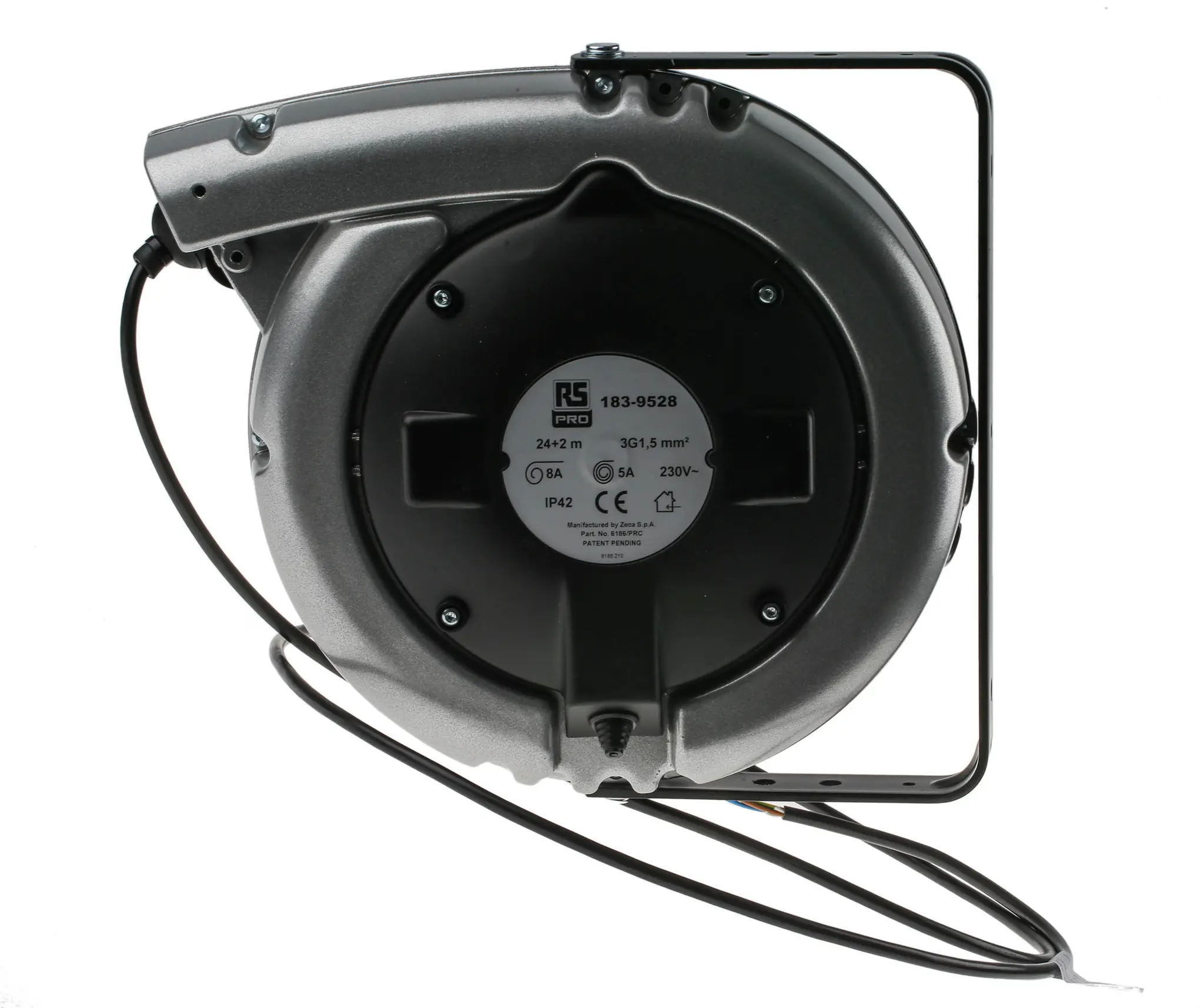 Produktfoto 1 von RS PRO Kabeltrommel, 24 m IP42 230 V Aufrollautomatik