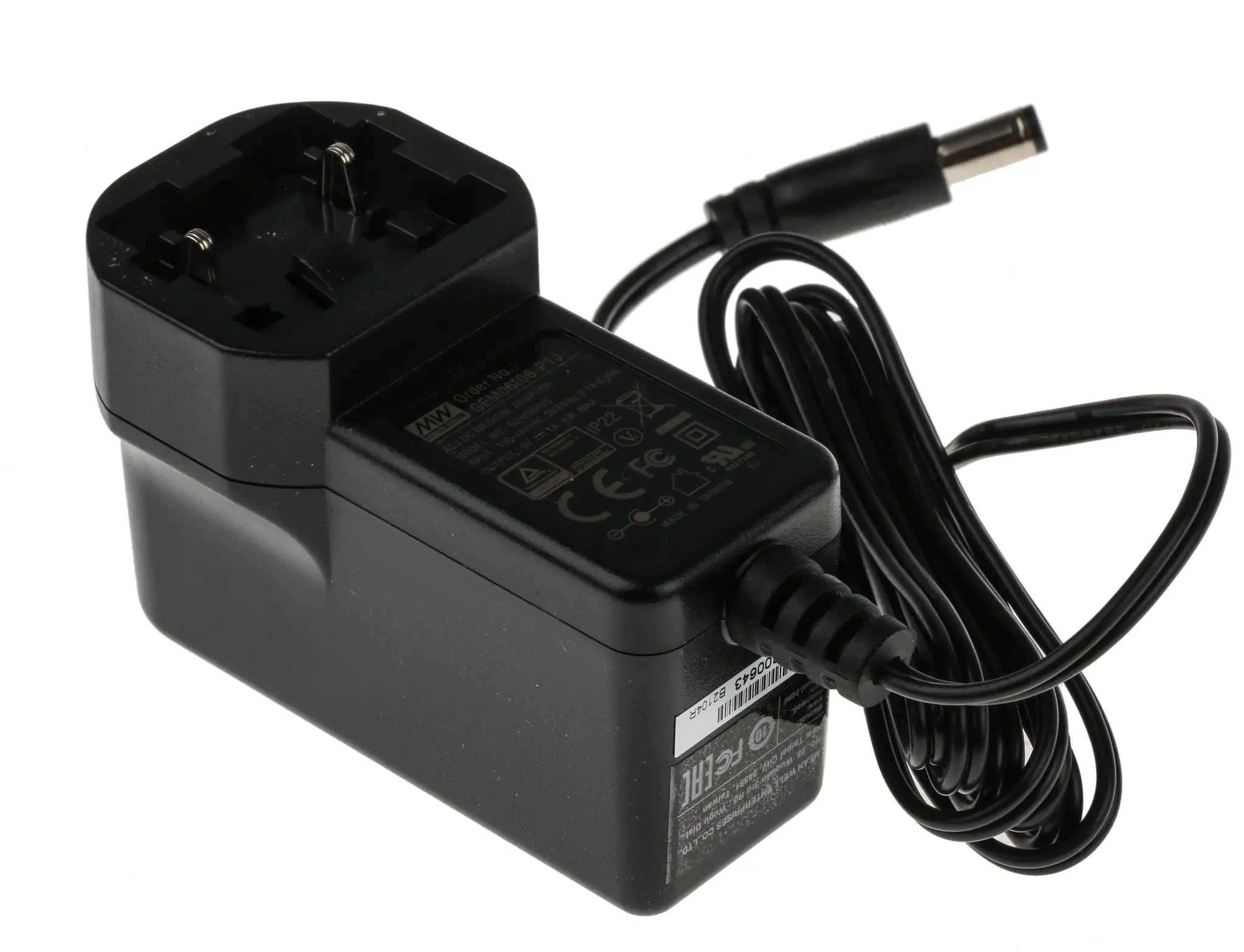 Produktfoto 1 von MEAN WELL Steckernetzteil 6W, 80 → 264V ac, 6V dc / 1A Medizin-Zulassung