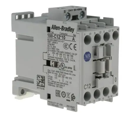Produktfoto 1 von Allen Bradley 100C Schütz 24V ac-Spule, 3-polig, 690V ac / 12 A 24V ac 5.5 kW 3 Schließer Motorsteuerung, Umkehrend