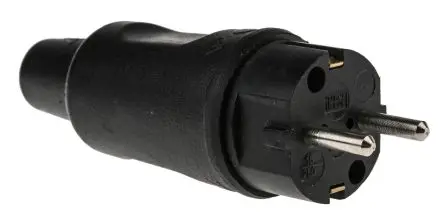 Produktfoto 1 von Kopp Netzstecker Kabel 16A, 2, Typ F – Deutscher Schuko Gummi, 250V Schwarz Schraubbefestigung, für Deutschland