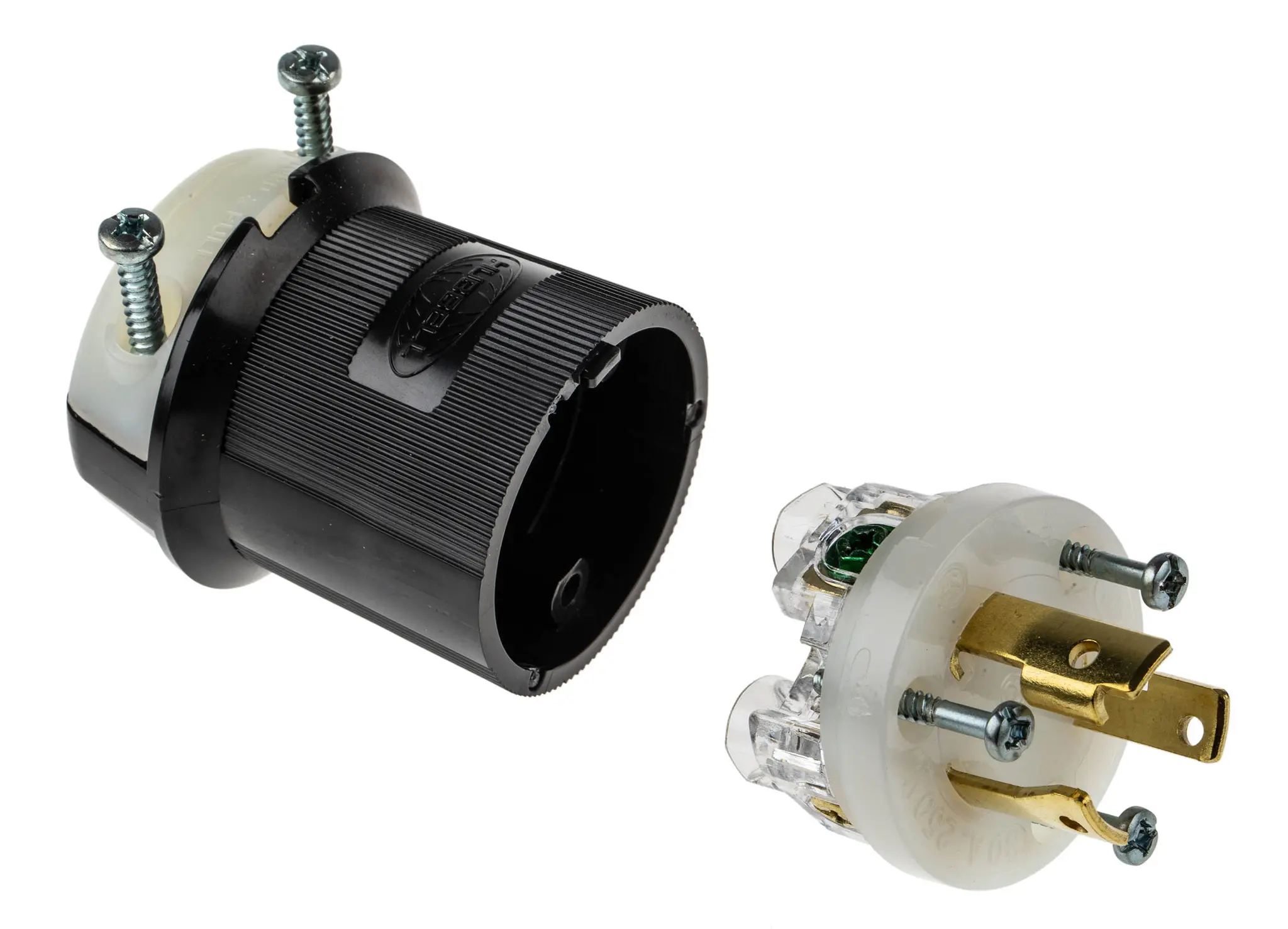 Produktfoto 1 von Hubbell Netzstecker Kabel 30A, 2+E, NEMA L6-30P Nylon, 250 V Schwarz Schraubbefestigung, für USA