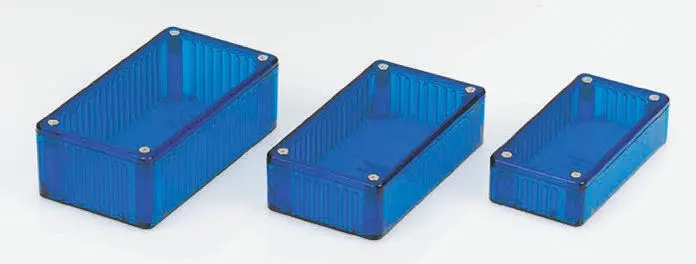 Produktfoto 1 von Hammond 1591; Gehäuse; Polycarbonat; Blau transparent IP54 Breite 110 mm Höhe 57 mm Länge 191 mm