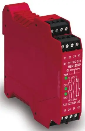 Produktfoto 1 von Allen Bradley Sicherheitsrelais 115V ac, 3 Sicherheitskontakte, 1 Hilfsschalter, Überwacht RoHS SIL IEC 61508