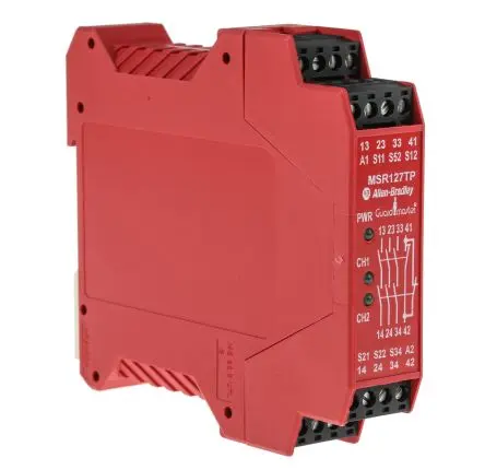Produktfoto 1 von Allen Bradley Sicherheitsrelais 24V ac/dc, 3 Sicherheitskontakte, 1 Hilfsschalter, Automatisch und manuell RoHS SIL IEC