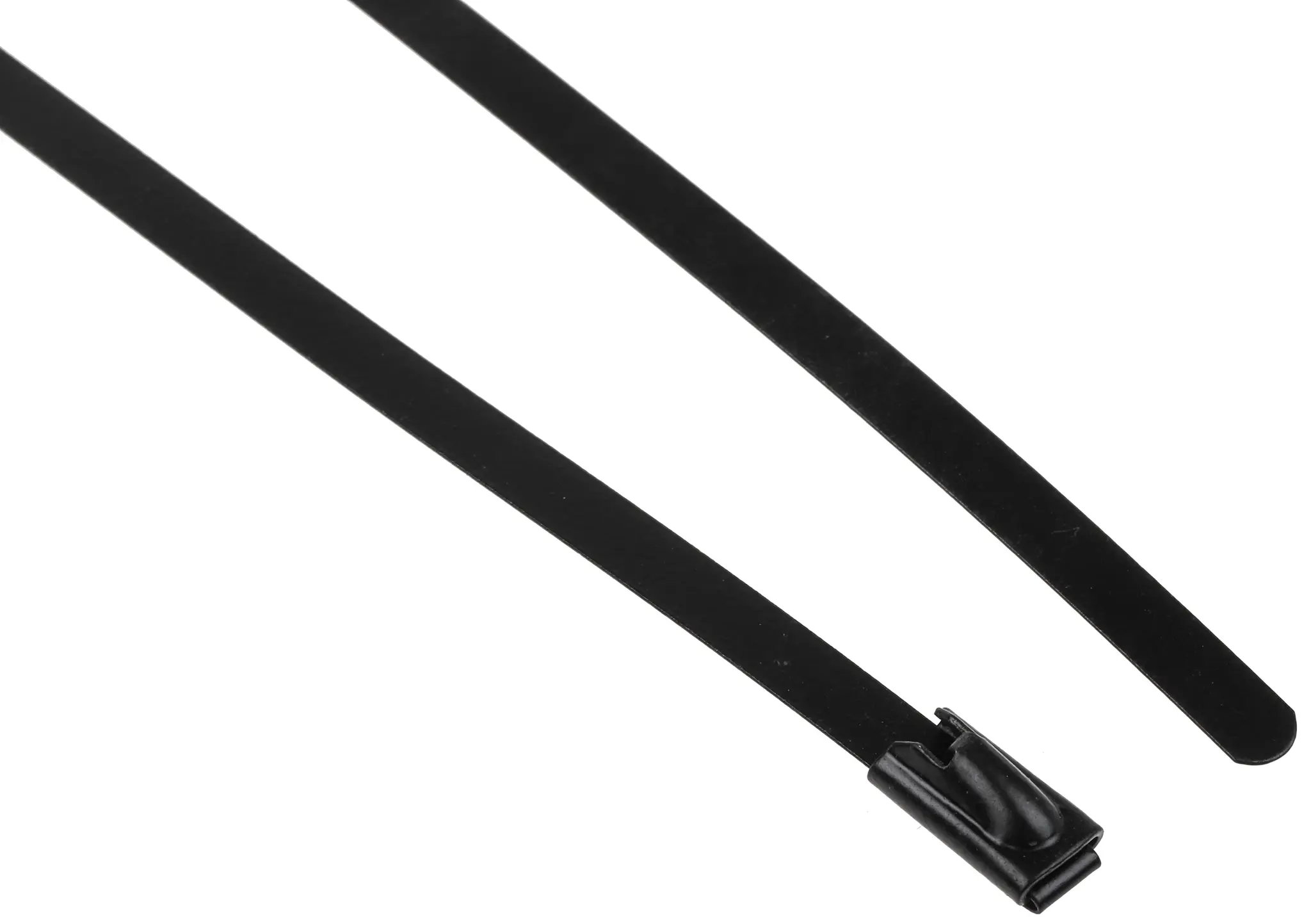 Produktfoto 1 von RS PRO Edelstahl mit Polyesterbeschichtung Kabelbinder Kugelverschluss Schwarz 4.6 mm x 360 mm